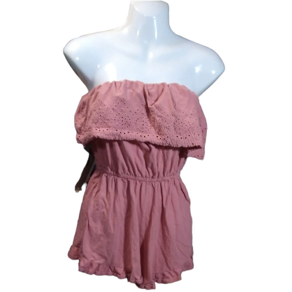 Strapless cotton romper S